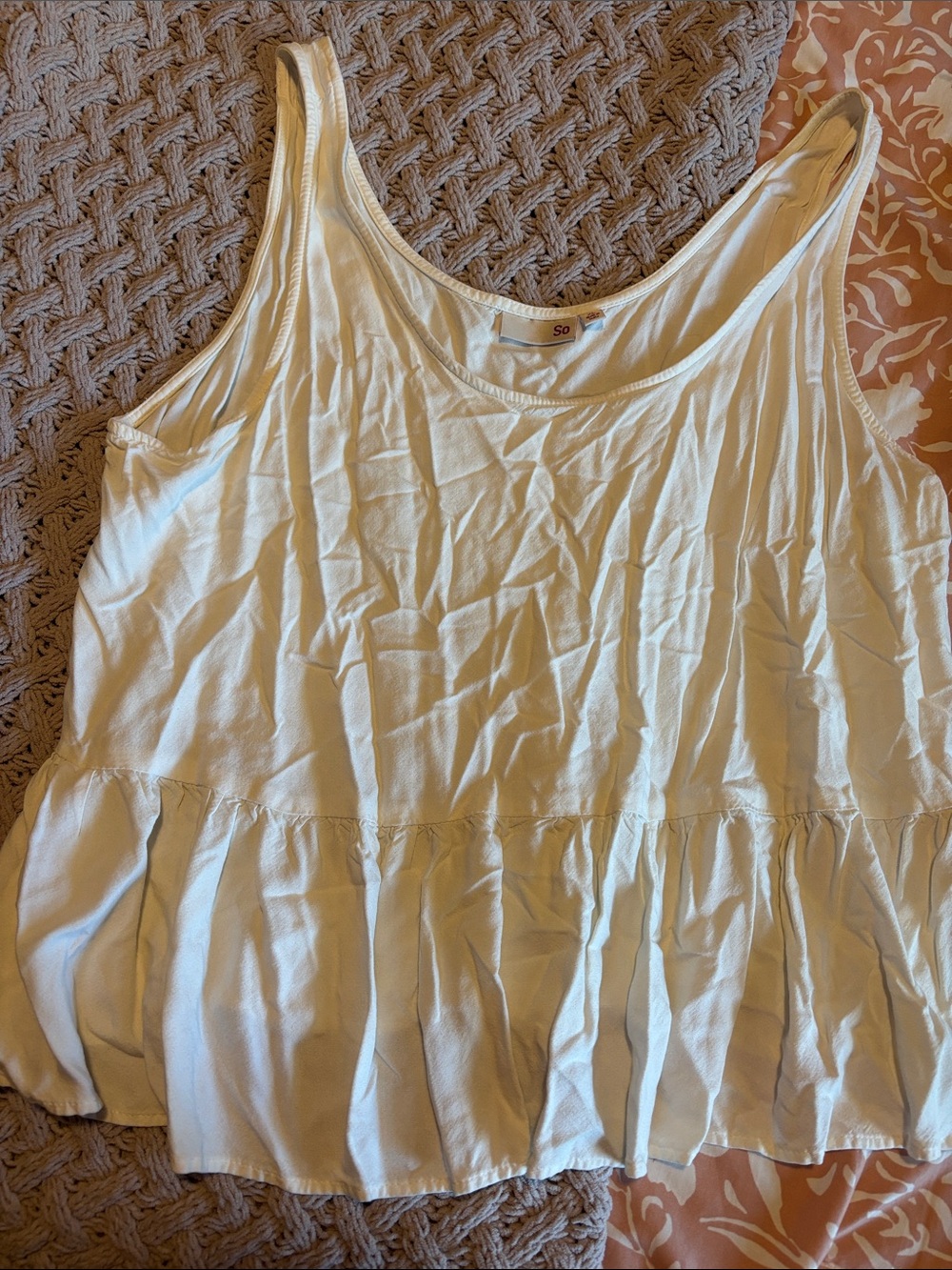 SO Cream Peplum Tank Top